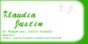 klaudia justin business card